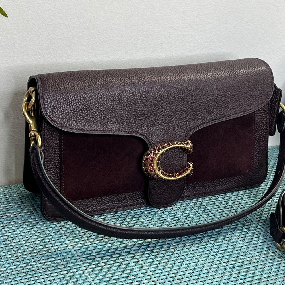RARE Coach Oxblood Leather Suede Tabby 26 Pave Gem / Crystals - Picture 13 of 16
